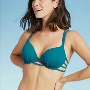 Shade & Shore Teal Strappy Swim Top (Top Only; No Bottoms)